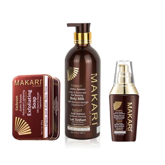 Makari Exclusive Toning Milk, Soap & Cream.
